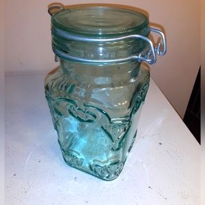 Aqua green glass lockdown cannister